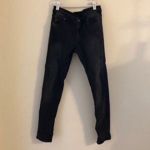 Black distressed denim